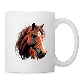 Superbe illustration numérique de tête de cheval - Mug blanc - blanc - Droite