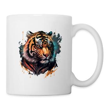 Bunte Tiger Illustration - Tasse - Weiß - Rechts