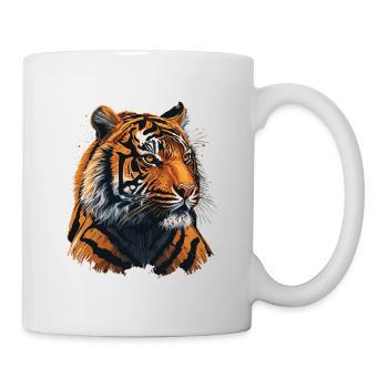 Detaillierte Tiger-Illustration - Tasse - Weiß - Rechts