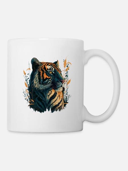 Tiger in High Gras - Tasse - Weiß