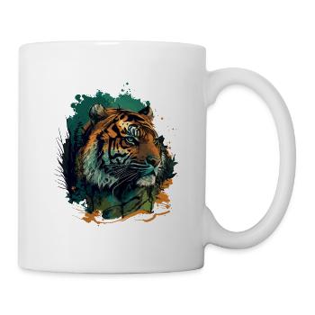 Flaches Tigergesicht Design - Tasse - Weiß - Rechts