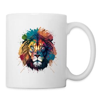 Crinière de lion colorée - Mug blanc - blanc - Droite