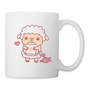 Süßes Schaf mit gestricktem Wollpullover lustig - Tasse - Weiß - Rechts