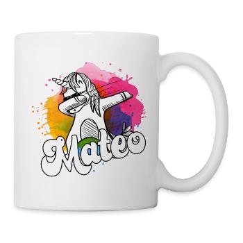 MATEO - Schöner Jungen Name mit Coolem Einhorn - Tasse - Weiß - Rechts