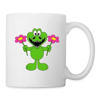 KROKODIL - BLUMEN - TIER - LIEBE - LOVE - TIERISCH - Tasse - Weiß - Rechts
