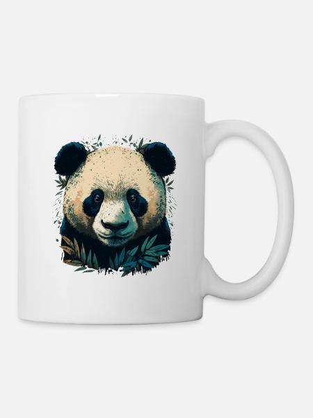 Panda mit Bambusleaths - Tasse - Weiß