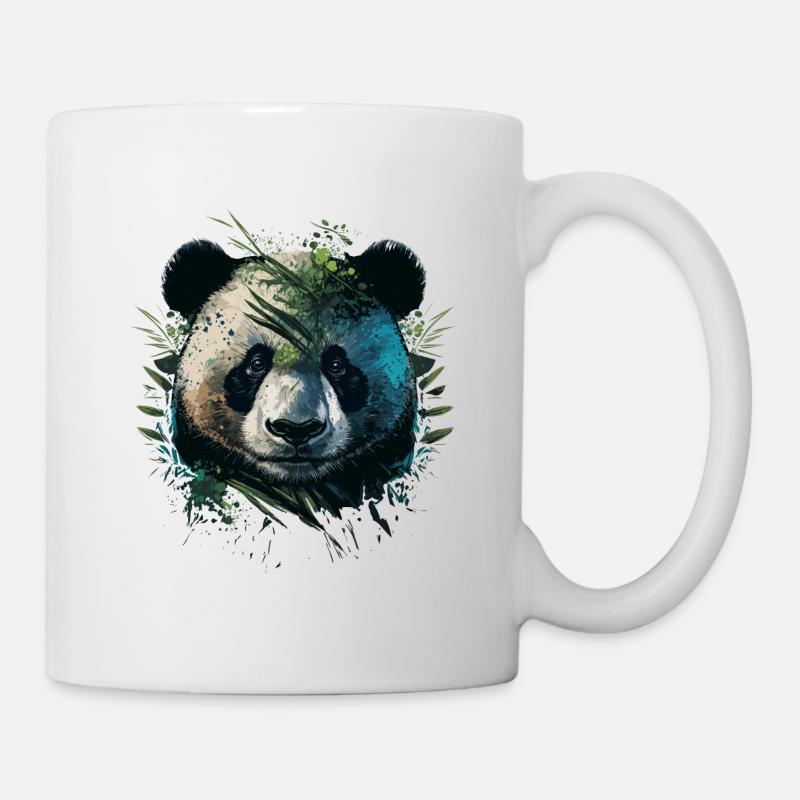 Panda versteckt sich hinter Leaths - Tasse - Weiß