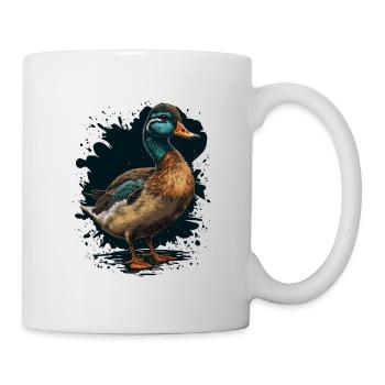 Ente stehend - Tasse - Weiß - Rechts