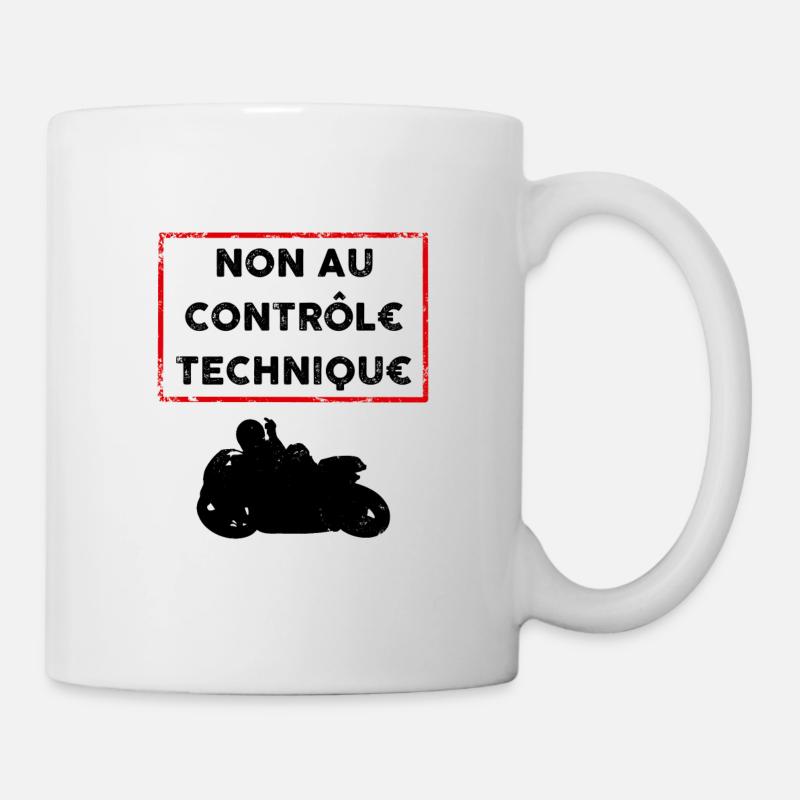 Non au contôle technique moto - Mug blanc - blanc