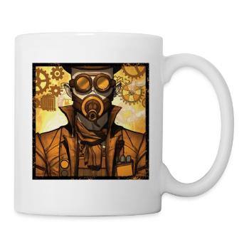 Steampunk industrial mechanic of a zeppelin - Mug - white - Right