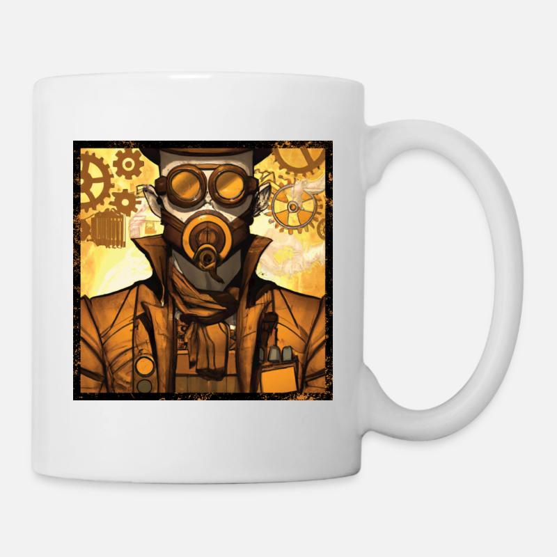 Steampunk mécanique industriel d’un zeppelin - Mug blanc - blanc