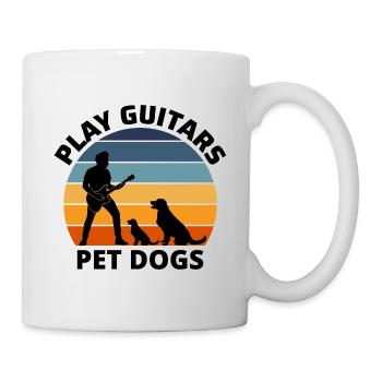 Spielen Gitarren Pet Dogs Musik Musiker Bassist Funny - Tasse - Weiß - Rechts
