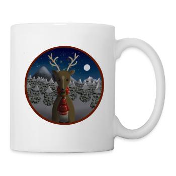 Des rennes dans un paysage hivernal étoilé - Mug blanc - blanc - Droite