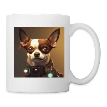 Brown Chihuahua in steampunk clothing - Mug - white - Right