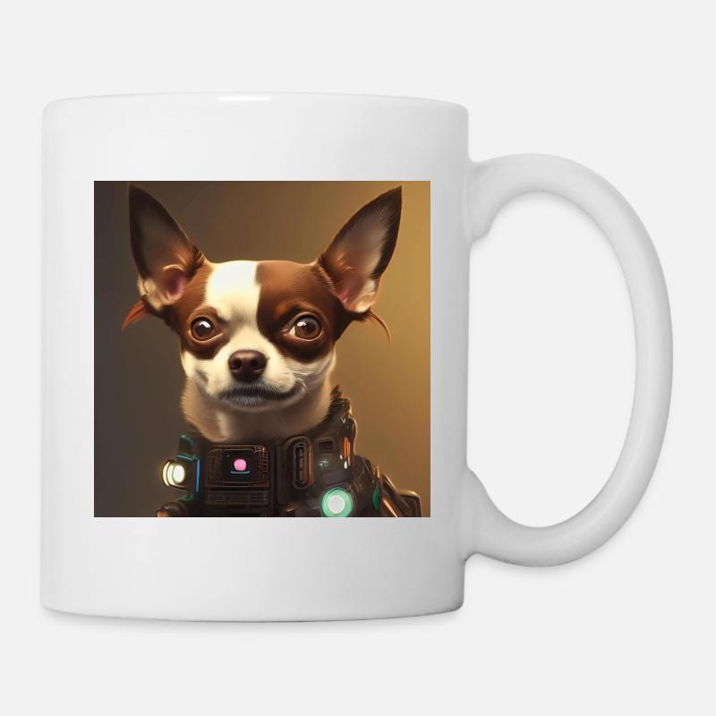 Chihuahua brun en vêtements steampunk - Mug blanc - blanc