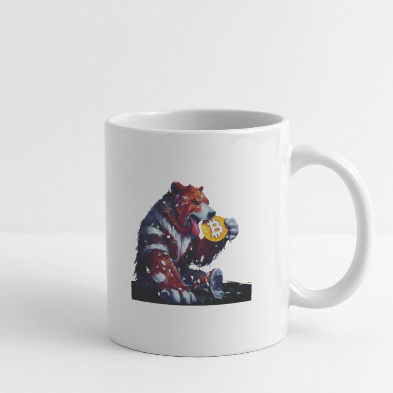 Capitalist bear eats Bitcoin cryptocurrency Mug