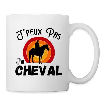 j'peux pas j'ai cheval -Retro vintage - Mug blanc - blanc - Droite