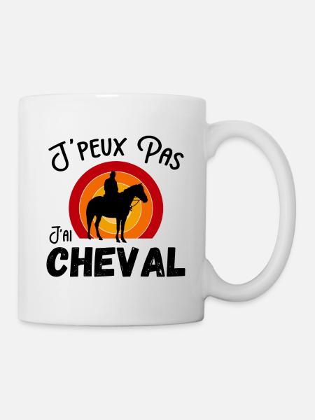 j'peux pas j'ai cheval -Retro vintage - Mug blanc - blanc