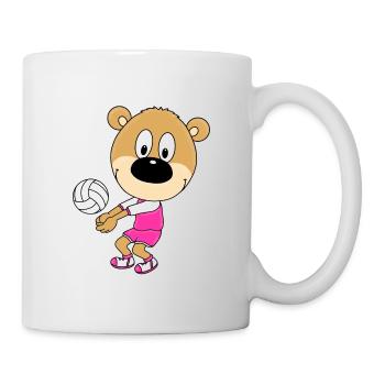 TEDDY - BÄR - TEDDYBÄR - VOLLEYBALL - SPORT - TIER - Tasse - Weiß - Rechts