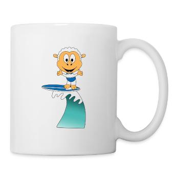 SCHAF - SURFER - WELLENREITER - WASSERSPORT - TIER - Tasse - Weiß - Rechts