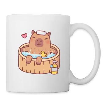 Mignon Capybara et Ducky se relaxant dans un bain chaud - Mug blanc - blanc - Droite