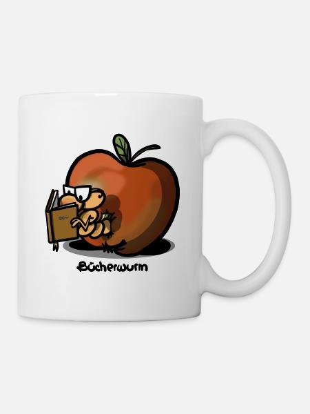 Bücherwurm - Tasse - Weiß