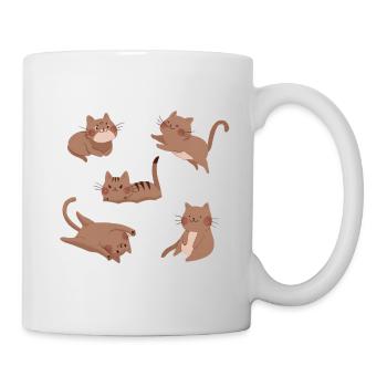Braune Katzen-Crew - Tasse - Weiß - Rechts