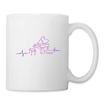 Piano line art rose heartbeat - Mug blanc - blanc - Droite