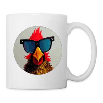 Poulet avec lunettes de soleil - Mug blanc - blanc - Droite
