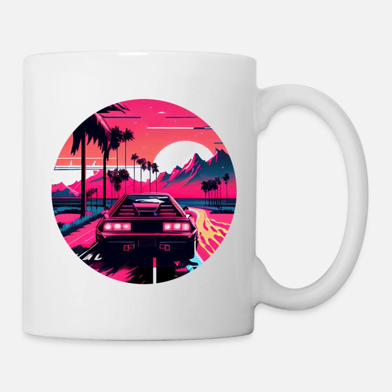 Retrowave Synthwave 80s Design - Tasse - Weiß