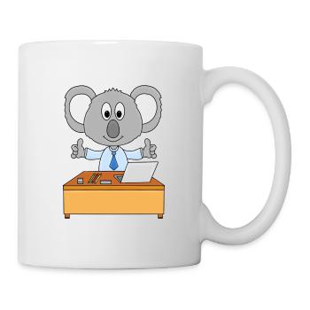 KOALA - ARBEIT - JOB - CHEF - SCHREIBTISCH - TIER - Tasse - Weiß - Rechts