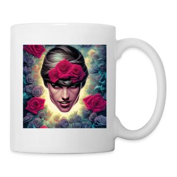 Tête de femme avec des roses - Mug blanc - blanc - Droite