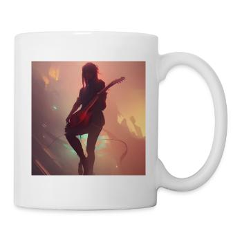 Fille avec une guitare - Mug blanc - blanc - Droite