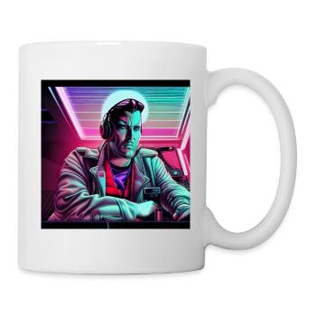 Ein Mann aus der Zukunft mit Kopfhörern - Tasse - Weiß - Rechts