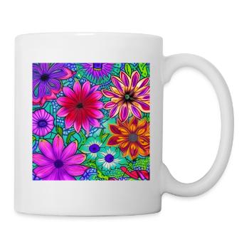 Neonblumen Kunst - Tasse - Weiß - Rechts