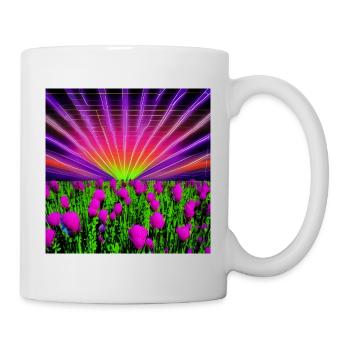 Psychedelische Sonne senkt sich - Tasse - Weiß - Rechts