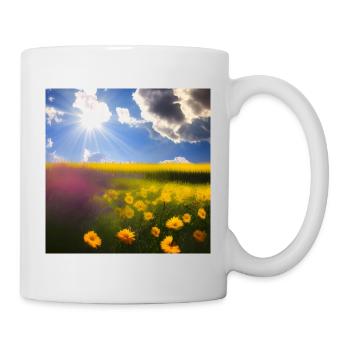 Sommer Blauer Himmel Gelbe Blumen - Tasse - Weiß - Rechts