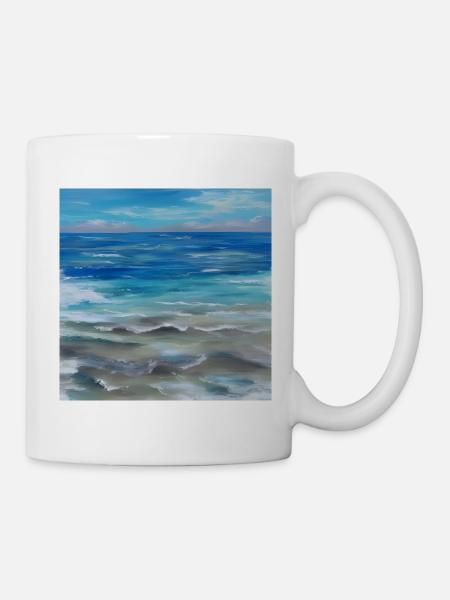 Blauer Himmel und Ozeanmalerei - Tasse - Weiß
