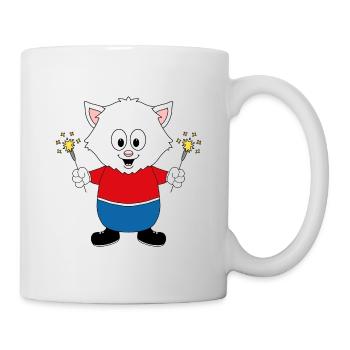 KATZE - WUNDERKERZEN - SILVESTER - NEUJAHR - TIER - Tasse - Weiß - Rechts