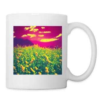 Abstract Flowers on a Pink Background - Mug - white - Right