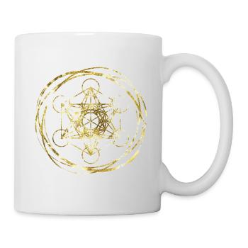 Metatrons Cube Gold Sacred Geometry - Mug - white - Right