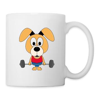 HUND - FITNESS - GEWICHTHEBER - FIT - SPORT - TIER - Tasse - Weiß - Rechts