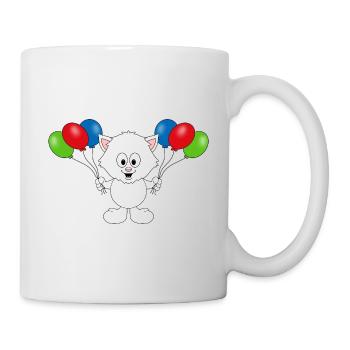 KATZE - LUFTBALLONS - TIER - KIND - BABY - Tasse - Weiß - Rechts