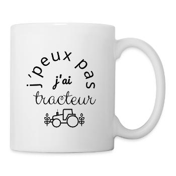 J Peux pas j ai tracteur - Mug blanc - blanc - Droite