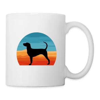 Dunker Hundeliebhaber Silhouette Vintage Sonnenuntergang - Tasse - Weiß - Rechts