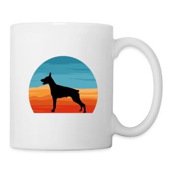 Doberman Dog Lover Silhouette Vintage Sunset - Mug blanc - blanc - Droite