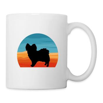 Papillon Dog Lover Silhouette Vintage Sunset - Mug blanc - blanc - Droite