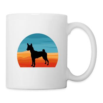 Basenji Hundeliebhaber Silhouette Vintage Sonnenuntergang - Tasse - Weiß - Rechts