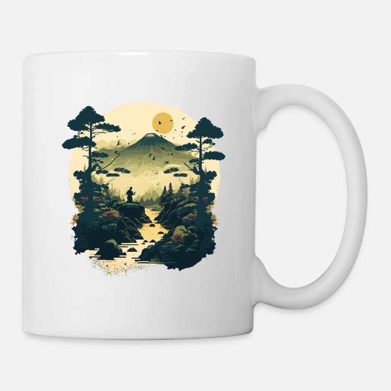 Japanischer Holzschnitt - Tasse - Weiß