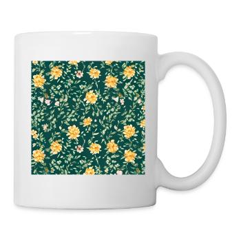 Yellow floral pattern - Mug - white - Right